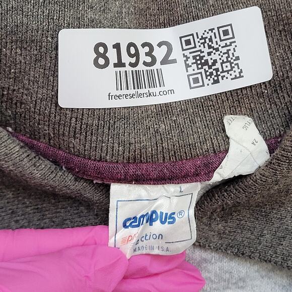 Vintage 90s Campus Collared Sweatshirt Large 22x23 Crop - Picture 8 of 12